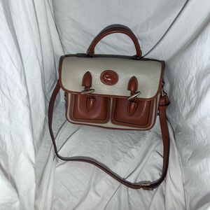 Dooney & Bourke Cream and Brown Leather Satchel